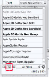 Choosing a font in Clip Studio Paint with the font names in the font style