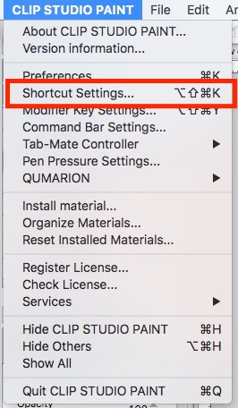 Keyboard Shortcuts menu item
