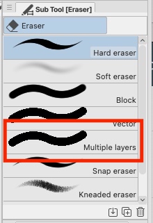 Erase tool options