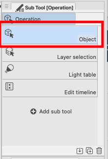 Object tool selections