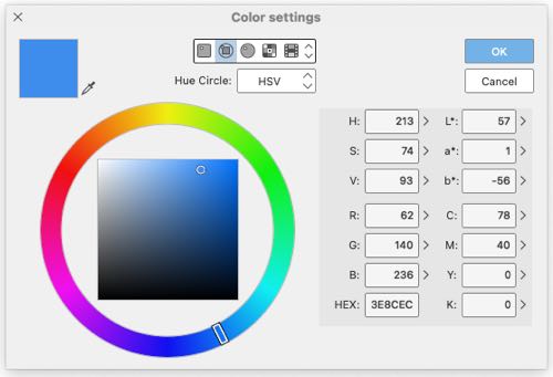 The color selector tool of Clip Studio Paint