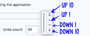 Clip Studio Paint number controls, with two sets of arrows.