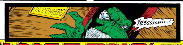 Lizard appears in the final panel of the issue as a tease