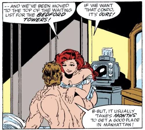 In The Amazing Spider-Man #300, Mary Jane is excited to move to the Bedford Towers