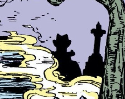 Felix the Cat silhouette as a gravestone