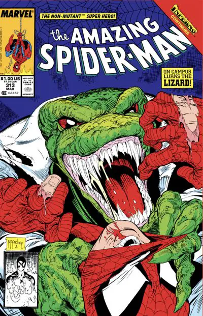 the Amazing Spider-Man #313 cover featuring the Lizard by Todd McFarlane