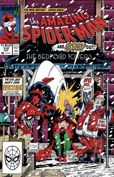 Todd McFarlane cover to Amazing Spider-Man #314 featuring Santa Claus