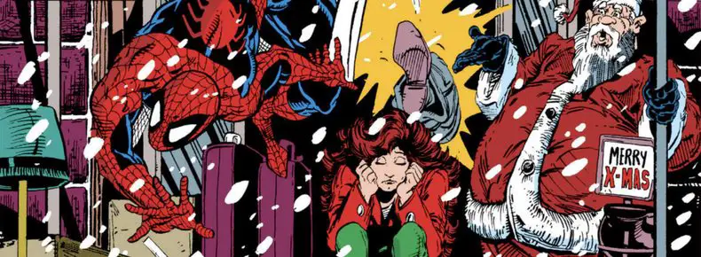 Todd McFarlane cover to Amazing Spider-Man #314 detail featuring Santa Claus