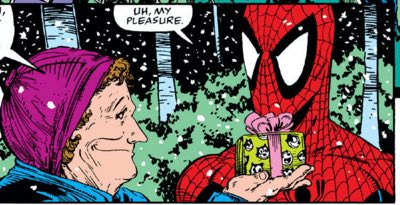 Hidden Felix the Cat giftwrap in Amazing Spider-Man #314