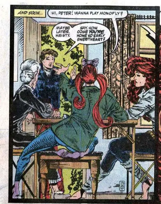 A family dinner table gathering is cramped into a panel by Todd McFarlane