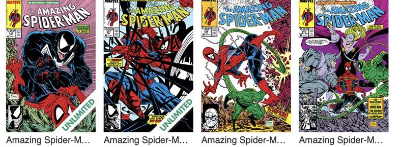 A small sample of Amazing Spider-Man issues on sale at Comixology.com