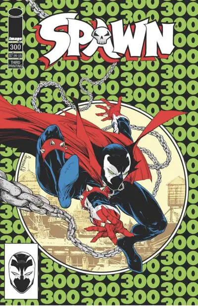 Spawn #300 cover by Todd McFarlane in the style of his The Amazing Spider-Man #300 cover