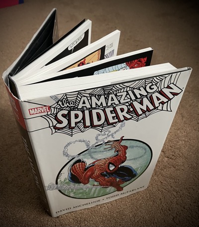 Michelinie and McFarlane Spider-Man Omnibus book picture, from above