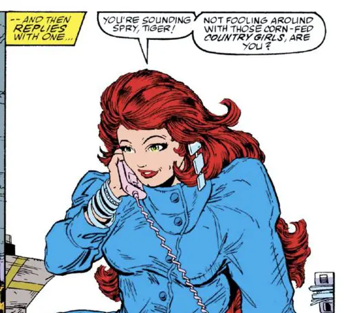Mary Jane feigning jealousy in a cute cosmopolitan way
