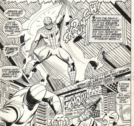 From The Amazing Spider-Man #55, John Romita Sr. draws Spider-Man's webbing