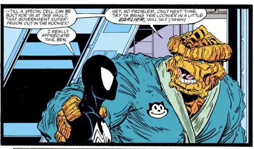 The Thing wears a Felix the Cat robe, drawn by Todd McFarlane in The Amazing Spider-Man #300
