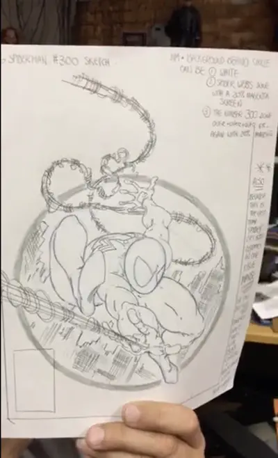 McFarlane pencil sketch to Amazing Spider-Man #300 cover