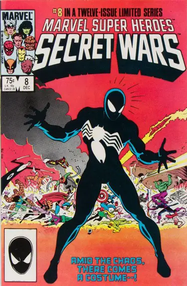 Secret Wars #8, the first appearance of Spider-Man's black costume