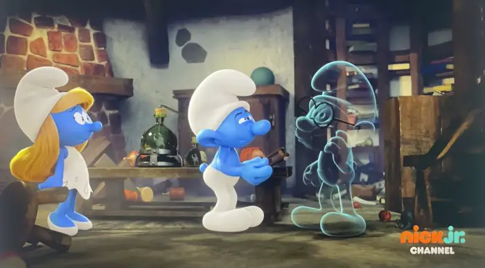 Papa Smurf is invisible to other smurfs, but the tv audience at can see his outline