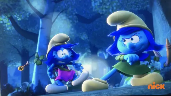 Smurfs in Slow Motion as the arrow shoots the flower off Willow's hat