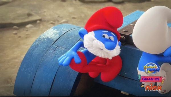 Crazy Papa Smurf smacks his own butt